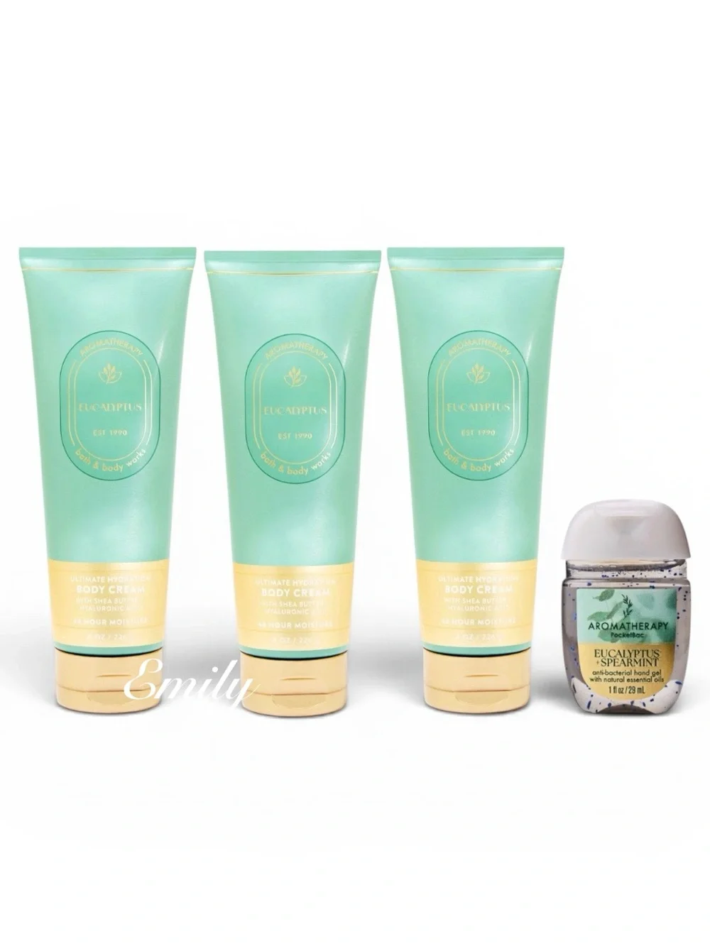 3X Bath & Body Works AROMATHERAPY EUCALYPTUS Body Cream 8 oz Set Bundle